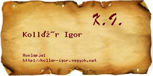 Kollár Igor névjegykártya
